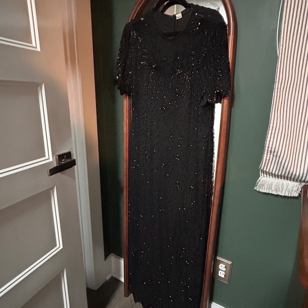 Vintage Elegant Black Beaded Dress